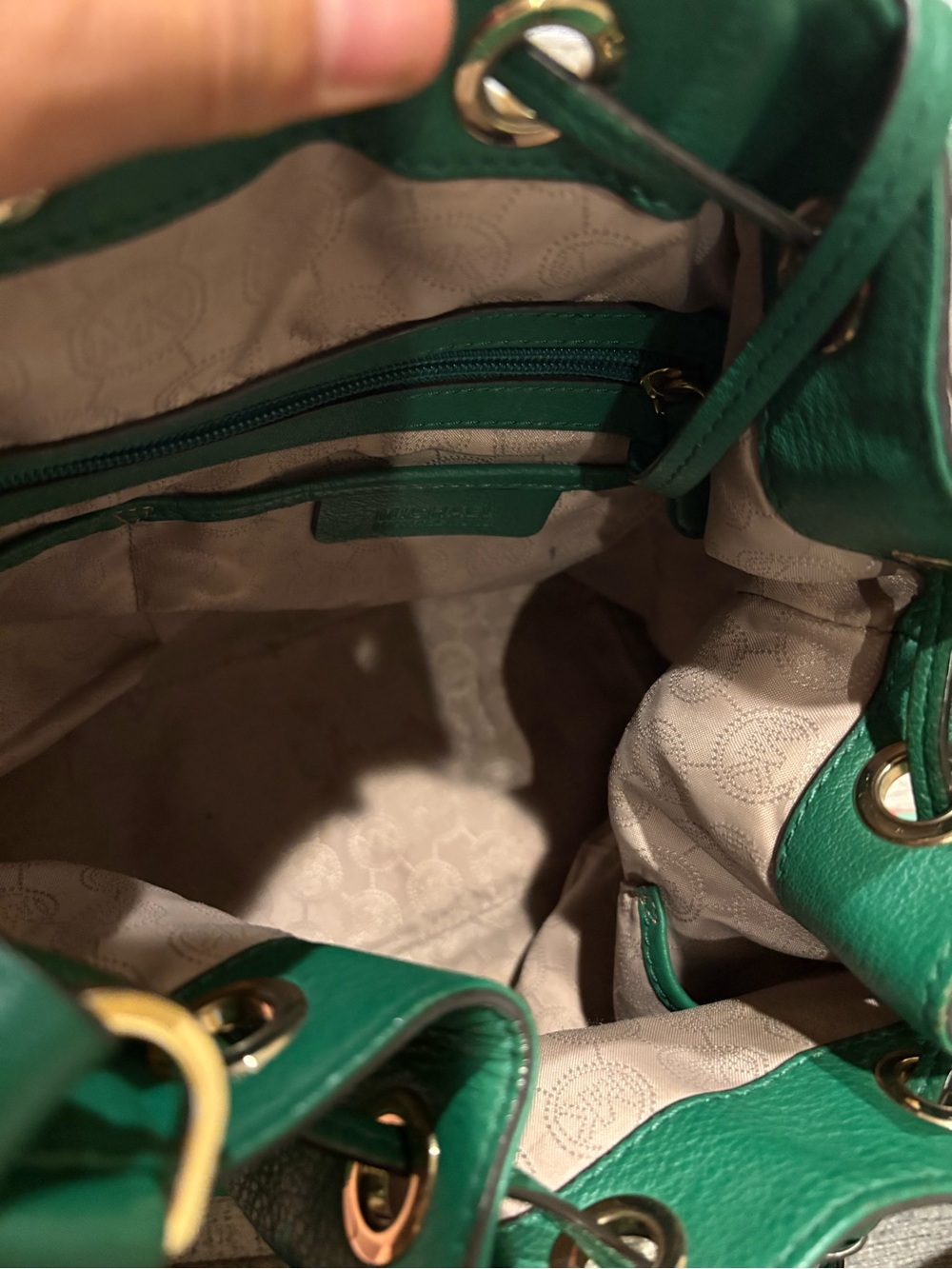 Michael Kors Emerald Green Pebbled Leather Drawstring Hobo - Picture 7 of 10